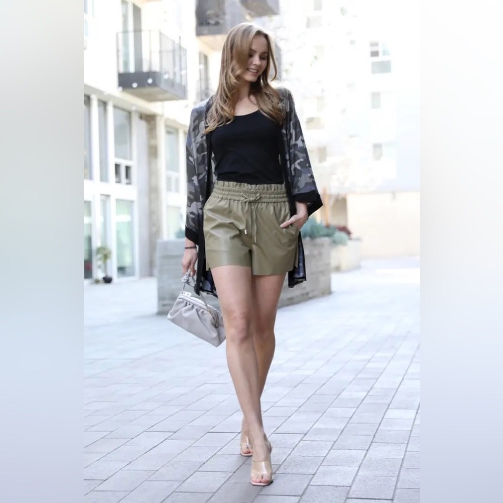 New Olive Faux Leather Shorts